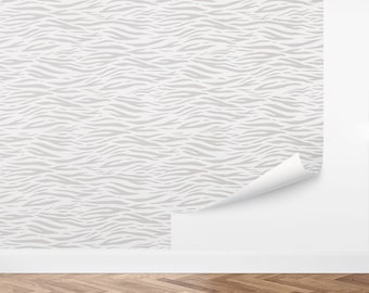 Zebra Print Wallpaper | Animal, Africa, Savanna, Safari, Pattern, Fur, Illustrated, Exotic, Stripe | Peel and Stick, Removable, Custom Color
