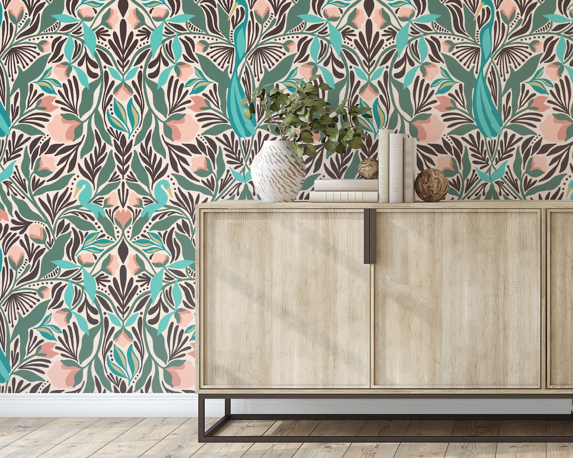 Custom Bird Peel and Stick Wallpaper, Removable Wallpaper - Vibrant ...