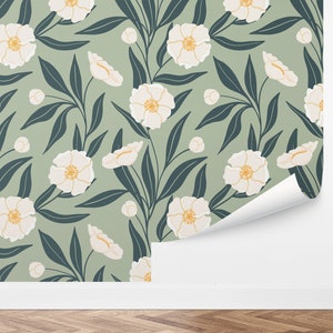 Custom Floral Peel and Stick Wallpaper, Removable Wallpaper - Magnolia Tree by Love vs. Design
