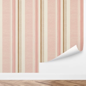 Custom Striped Peel and Stick Wallpaper, Removable Wallpaper - Artisanal Stripes Wallpaper by Love vs. Design