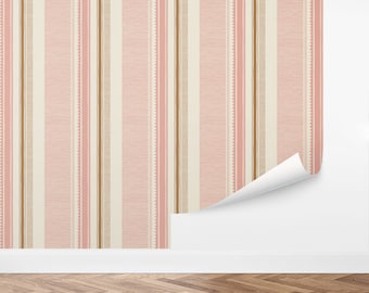 Custom Striped Peel and Stick Wallpaper, Removable Wallpaper - Artisanal Stripes Wallpaper by Love vs. Design