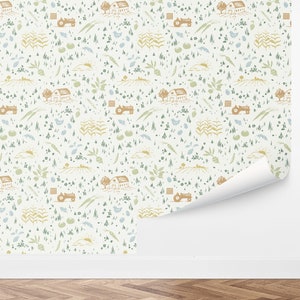 Custom Kids Peel and Stick Wallpaper, Removable Wallpaper - On The Farm by Love vs. Design