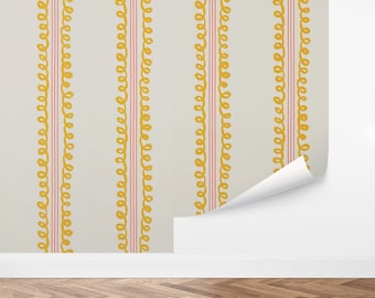 Custom Striped Peel and Stick Wallpaper, Removable Wallpaper - Loopy Loop Wallpaper by Love vs. Design