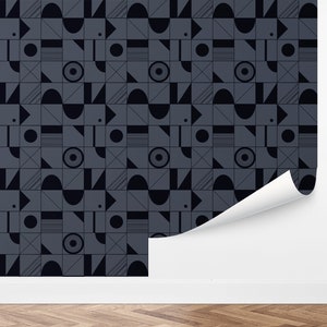 Custom Geometric Peel and Stick Wallpaper, Removable Wallpaper - Playful Grid Wallpaper by Love vs. Design