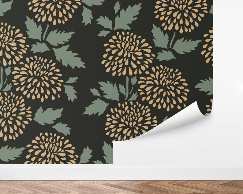 Custom Floral Peel and Stick Wallpaper, Removable Wallpaper Bold Floral