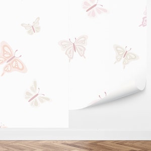 Custom Kids Peel and Stick Wallpaper, Removable Wallpaper - Fluttering Butterflies Wallpaper by Love vs. Design