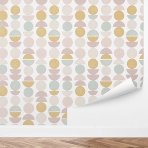 Custom Kids Geometric Peel and Stick Wallpaper, Removable Wallpaper - Stamped Shapes Wallpaper by Love vs. Design