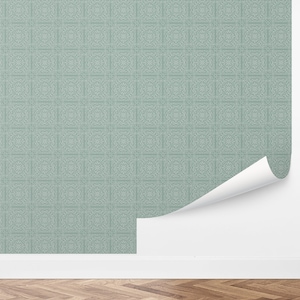 Custom Vintage Peel and Stick Wallpaper, Removable Wallpaper - Linear Grid Wallpaper by Love vs. Design