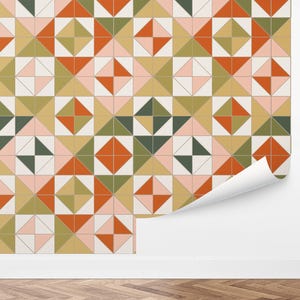 Custom Geometric Peel and Stick Wallpaper, Removable Wallpaper - Triangle Play Wallpaper by Love vs. Design