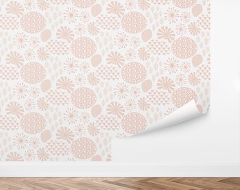 Custom Retro Peel and Stick Wallpaper, Removable Wallpaper - Pretty Patchwork Wallpaper by Love vs. Design