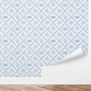 Custom Nature Peel and Stick Wallpaper, Removable Wallpaper - Papillon et Fleur Wallpaper by Love vs. Design