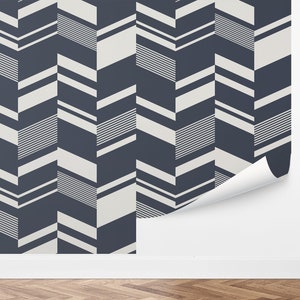 Bold Chevron Wallpaper | Geometric, Chevron, Herringbone, Modern, Office, Graphic, Arrow, Shape | Peel and Stick, Removable, Custom Color