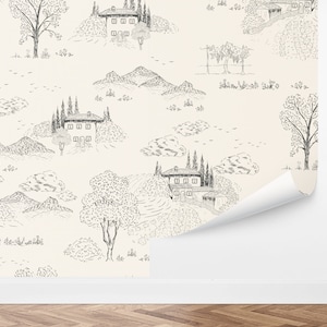 Custom Scenic Peel and Stick Wallpaper, Removable Wallpaper - Toscana Hillside Wallpaper by Love vs. Design