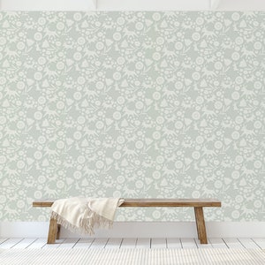 Woodland Romp Woodland Romp Wallpaper | Cute, Forest, Animals, Botanical, Flowers ...