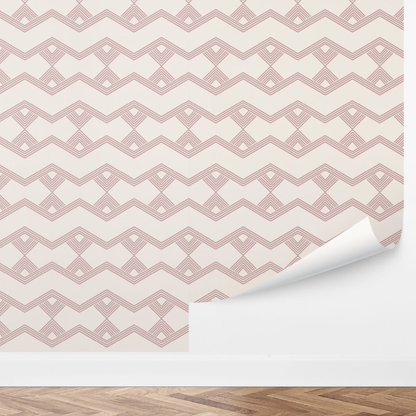 Zig Zag Wallpaper | Simple, Lines, ZigZag, Classic, Geometric, Shapes, Abstract, Squiggle, Wiggle | Peel and Stick, Removable, Custom Color