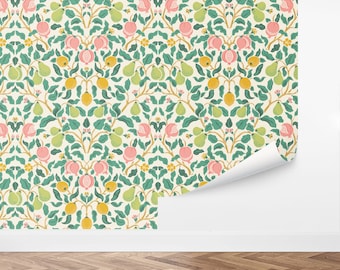 Custom Fruit Peel and Stick Wallpaper, Removable Wallpaper - Bountiful Orchard Wallpaper by Love vs. Design