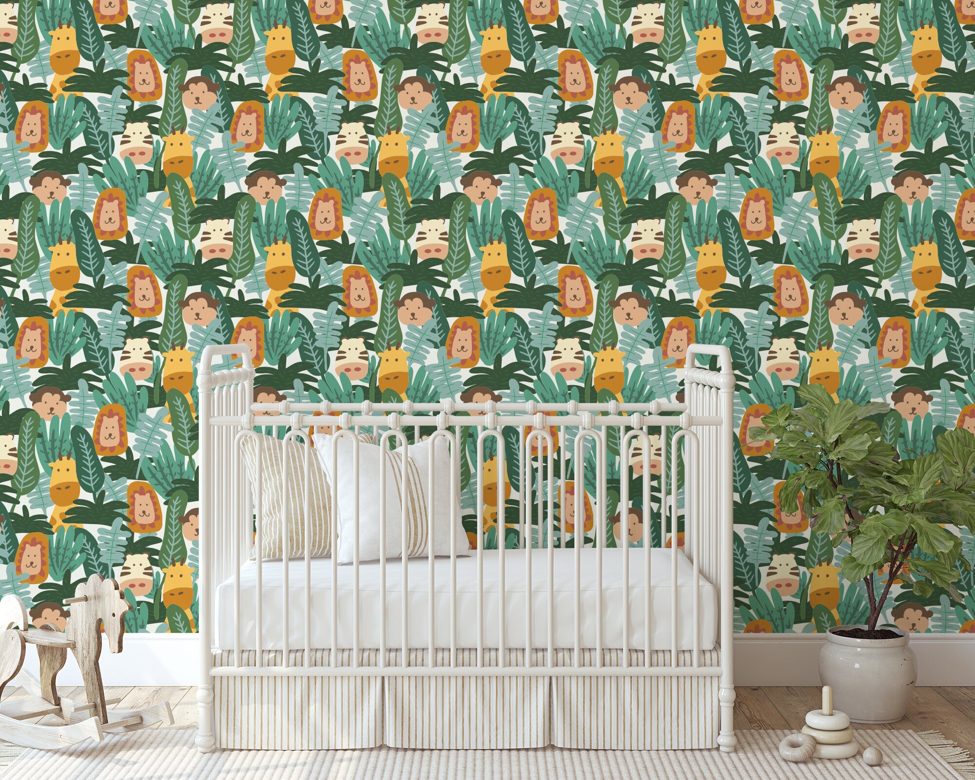 Custom Kids Peel and Stick Wallpaper, Removable Wallpaper - Safari Fun ...