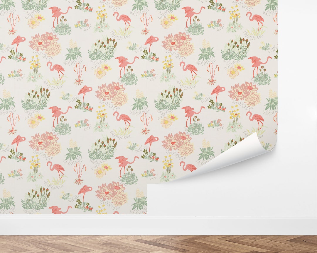 Custom Kids Peel and Stick Wallpaper, Removable Wallpaper - Flamingo ...