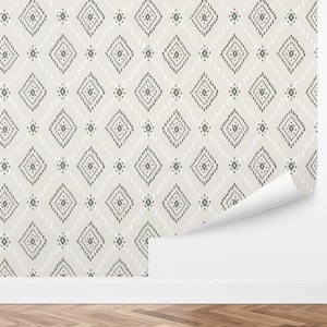 Custom Boho Peel and Stick Wallpaper, Removable Wallpaper - Ikat Diamonds by Love vs. Design