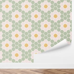 Geometric Peel and Stick Wallpaper, Removable Wallpaper - Petal Mosaic Wallpaper by Love vs. Design