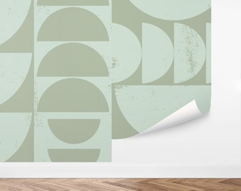 Custom Geometric Peel and Stick Wallpaper, Removable Wallpaper - Half-Circle Laurel by Love vs. Design