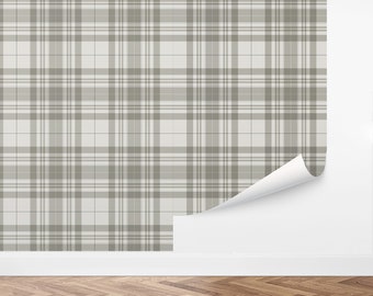 Custom Plaid Peel and Stick Wallpaper, Removable Wallpaper - Focastle Farms Wallpaper by Love vs. Design