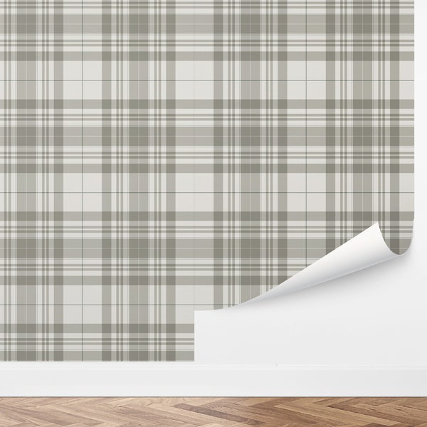 Custom Plaid Peel and Stick Wallpaper, Removable Wallpaper - Focastle Farms Wallpaper by Love vs. Design