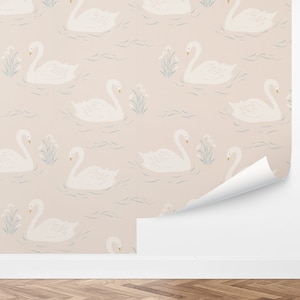 Custom Kids Peel and Stick Wallpaper, Removable Wallpaper - Swan Lake Wallpaper by Love vs. Design