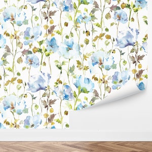 Custom Floral Peel and Stick Wallpaper, Removable Wallpaper - Vibrant Blooms Wallpaper by Love vs. Design