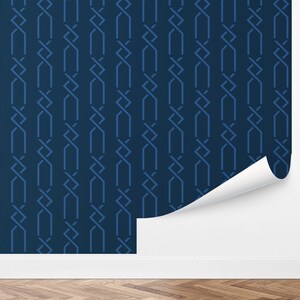 Custom Art Deco Peel and Stick Wallpaper, Removable Wallpaper - Linked Diamonds Wallpaper by Love vs. Design
