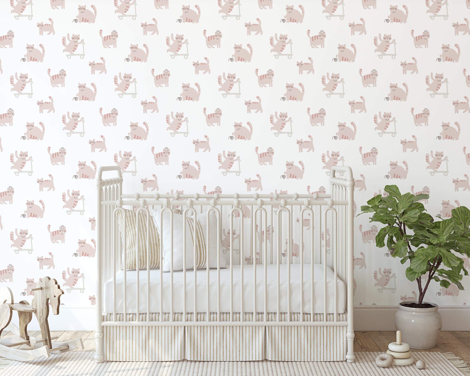Image showcasing Custom Kids Peel and Stick Wallpaper, Removable Wallpaper - Fun Kittens ...