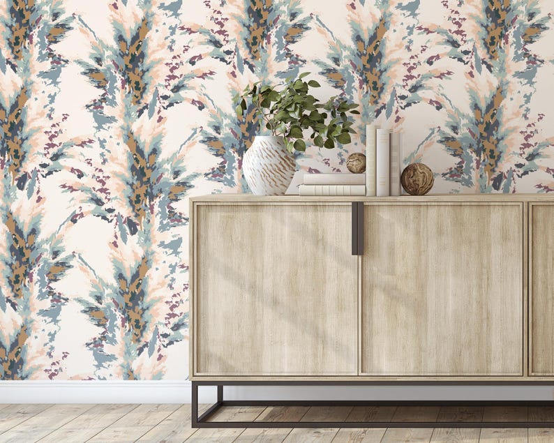 Custom Abstract Peel and Stick Wallpaper, Removable Wallpaper Pampas