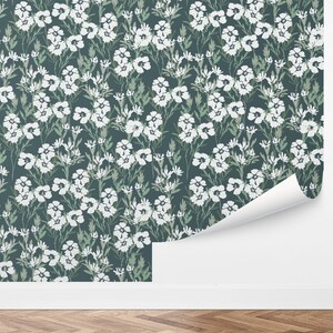 Custom Floral Peel and Stick Wallpaper, Removable Wallpaper - Night Flowers Floral by Love vs. Design