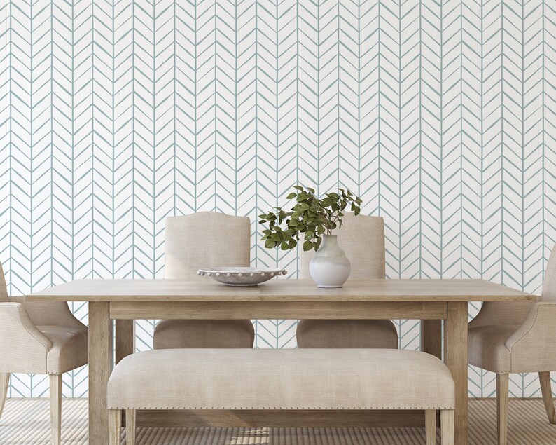 Custom Herringbone Peel and Stick Wallpaper Removable Etsy