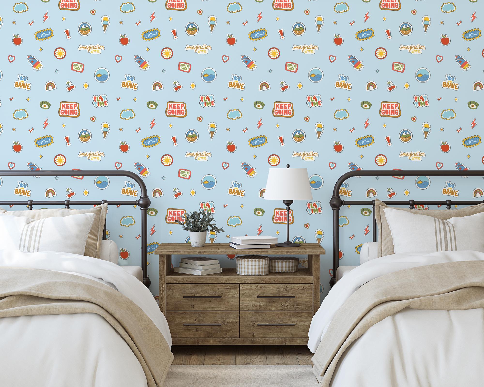 Custom Kids Peel and Stick Wallpaper, Removable Wallpaper - Notebook ...
