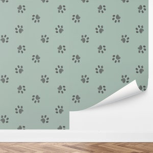 Custom Kids Peel and Stick Wallpaper, Removable Wallpaper - Playful Paws Wallpaper by Love vs. Design