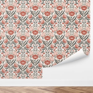 Custom Floral Peel and Stick Wallpaper, Removable Wallpaper - Rising Tulip by Love vs. Design
