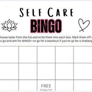 Self-Care BINGO Printable | Digital Download PDF | Wellness Game for Mental Health & Me-Time