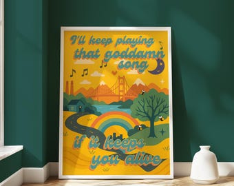 Busyhead Inspired Retro Landscape Poster, Indie Room Art (Digital Download)
