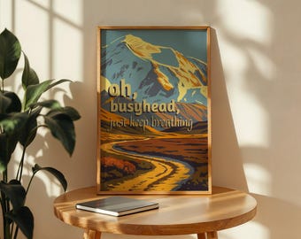 Póster de paisaje de montaña / Impresión de arte popular relajante