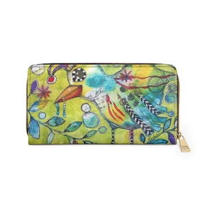 Wallet Unique of a Kind Original Artwork "Early Bird gets the Worm"
