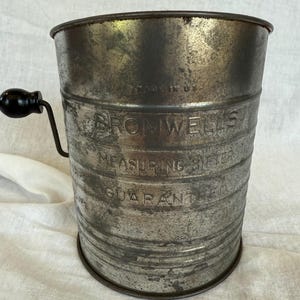 Vintage Bromwell’s Metal Flour Sifter | Made in USA | Rustic Kitchen Decor with Patina