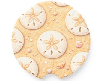 Sand Dollar Soapstone Car Coaster | Coastal Beach Drink Holder