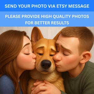 Retrato de desenho animado personalizado no estilo da Pixar | Desenho digital personalizado de casais, famílias e animais de estimação | Arte para presente exclusiva