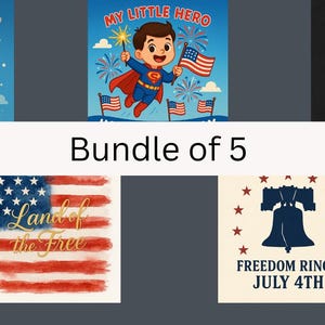 Set of 5 Printable 4th of July Wall Art – cartoonist American Flag Prints | Patriotic Independence Day Decor