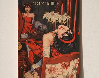 Perfektes blaues Anime Poster | Vintage Filmdruck, Kraftpapier