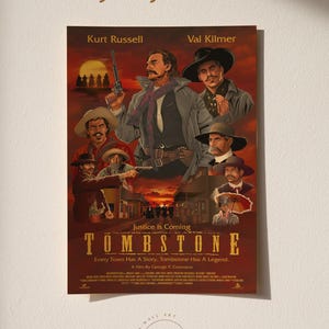 Tombstone Poster | Movie Wall Decor | Retro Film Poster & Wall Art | Home Theater Art Print | Vintage Wall Decor