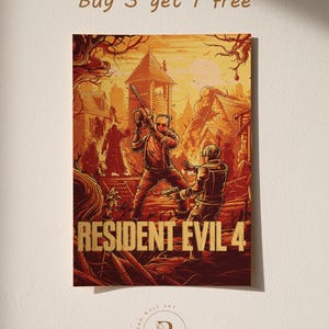 Resident Evil 4 Poster | Video Game Wall Art Print | Gamer Room Decor | Gift for Gamers | Retro Wall Print | Vintage Style Poster