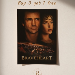 BraveHeart Poster | Movie Wall Decor | Retro Film Poster & Wall Art | Home Theater Art Print | Vintage Wall Decor