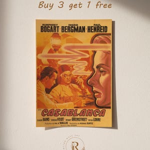 Casablanca Poster | Movie Wall Decor | Retro Film Poster & Wall Art | Home Theater Art Print | Vintage Wall Decor